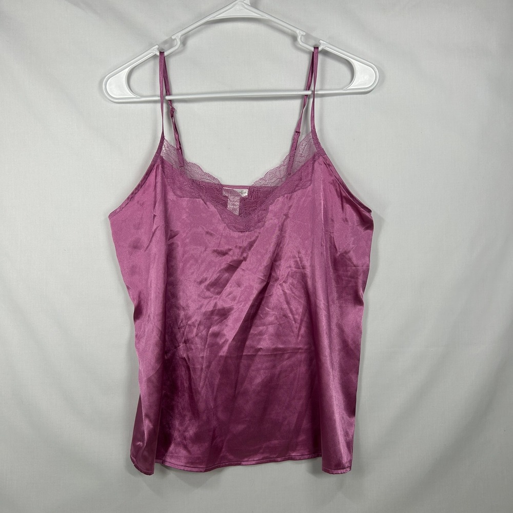Ambrielle Pink Satin Lace-Trim Cami Top – Size Small